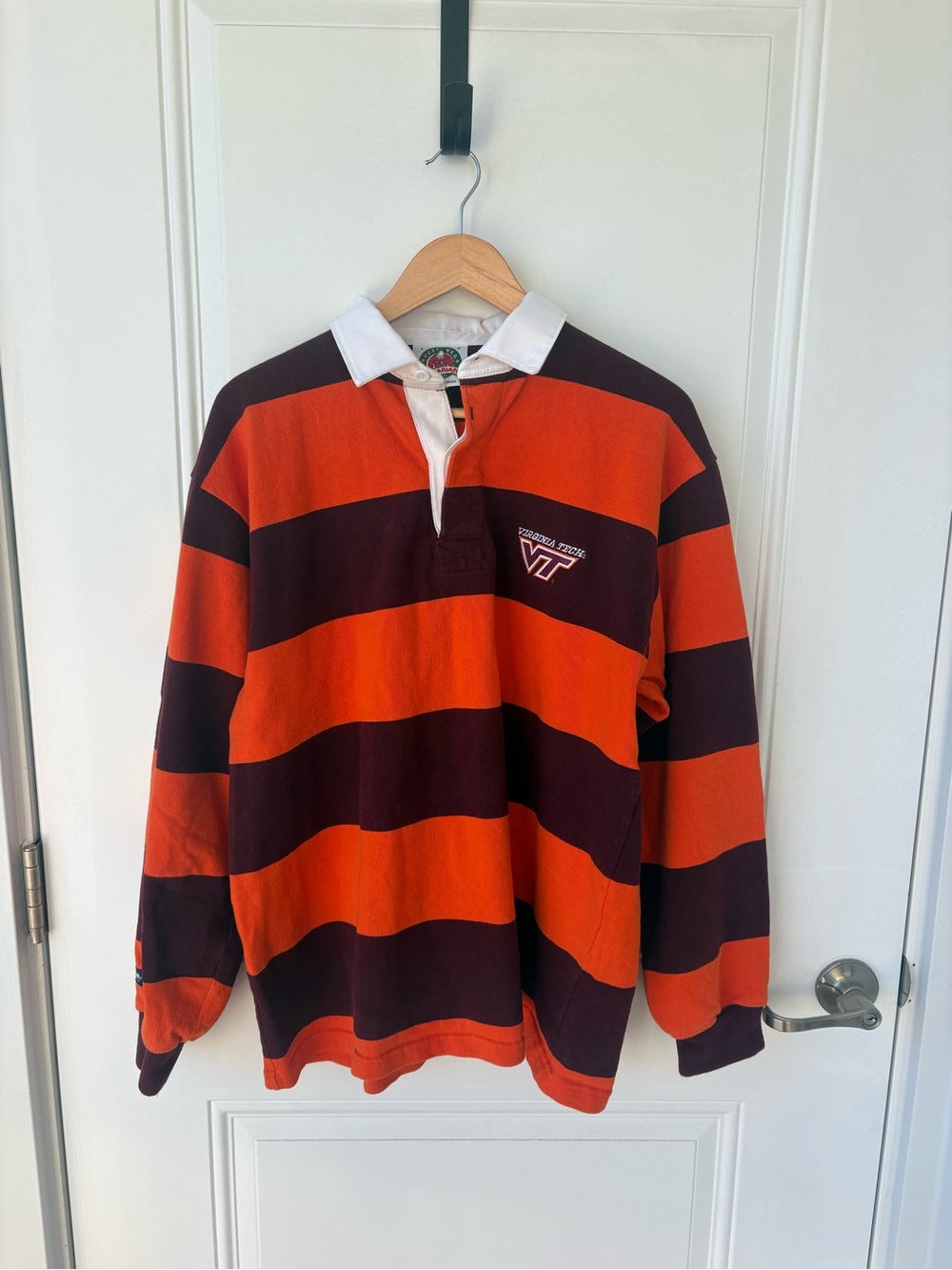Vintage VA Tech Barbarian Sportswear Striped Polo Shirt